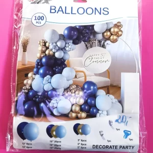 Mėlyno atspalvio balionų rinkinys 100vnt