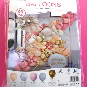 Rožinio atspalvio balionų rinkinys 93vnt